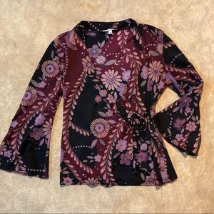 90s floral wrap top